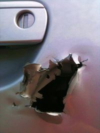Audi door with a hole!